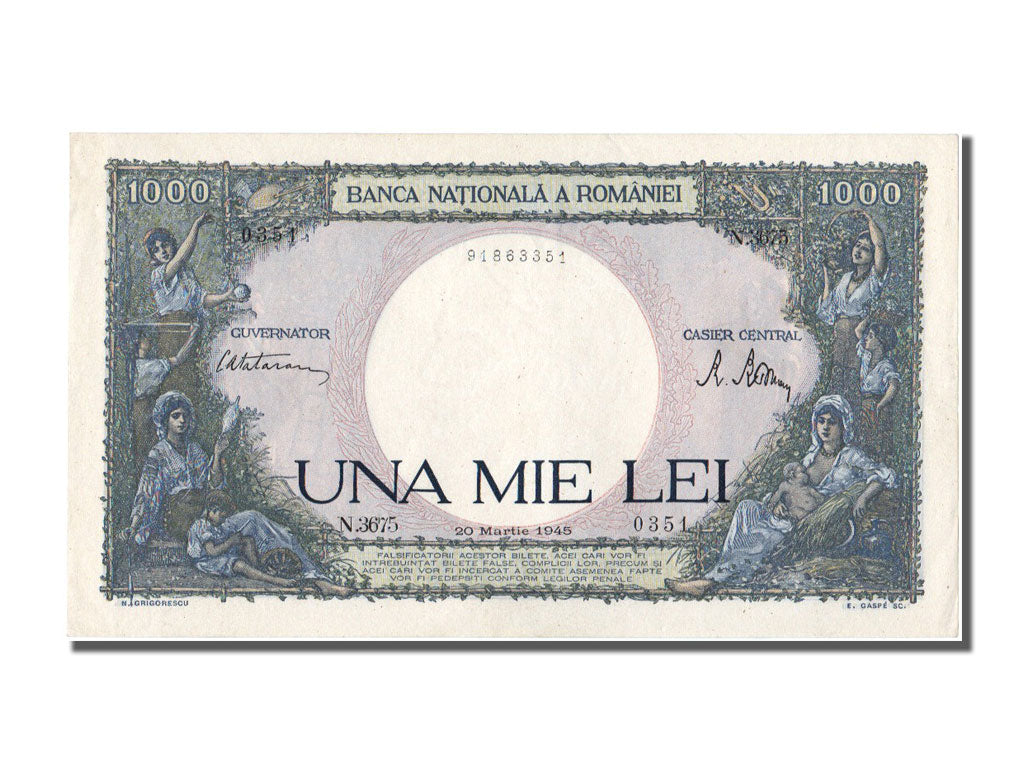 Banknote, Romania, 1000 Lei, 1945, 1945-03-20, UNC(65-70)