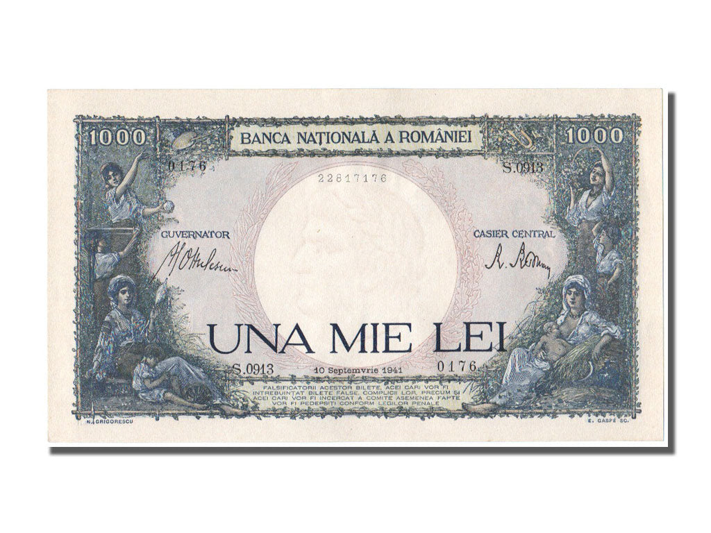 Banknote, Romania, 1000 Lei, 1941, 1941-09-10, UNC(65-70)