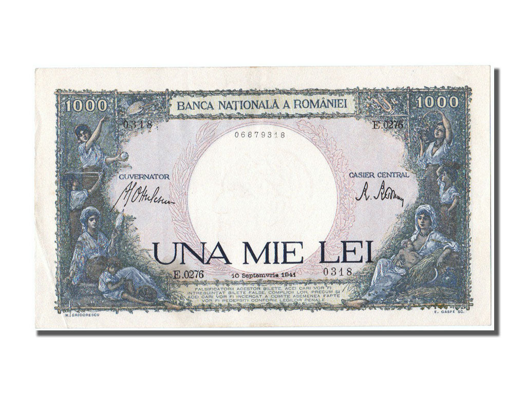 Romania, 1000 Lei, 1941, KM #52a, 1941-09-10, UNC(63), E