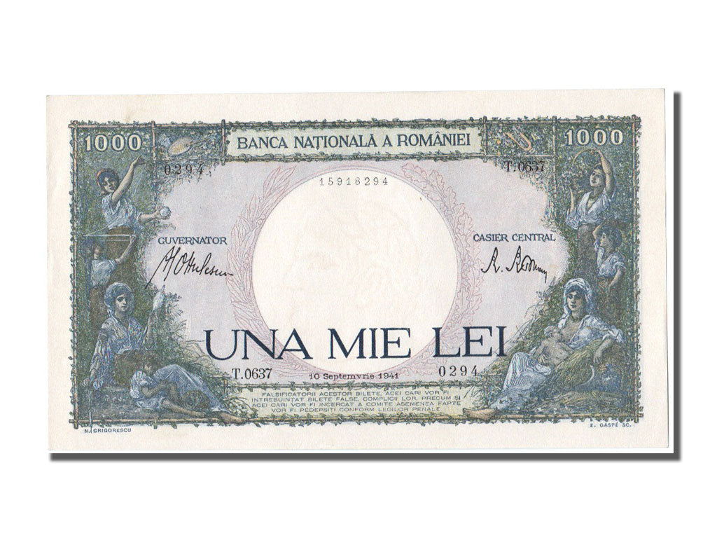 Romania, 1000 Lei, 1941, KM #52a, 1941-09-10, UNC(65-70), T