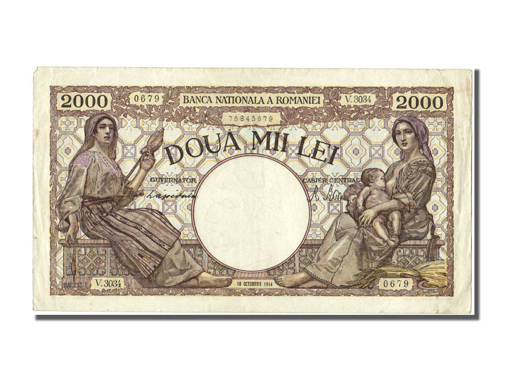 Romania, 2000 Lei, 1944, KM #53a, 1944-10-10, UNC(60-62), V