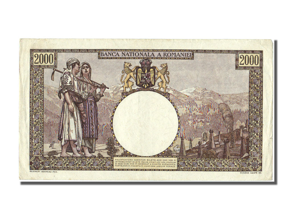 Romania, 2000 Lei, 1944, KM #53a, 1944-10-10, UNC(60-62), V