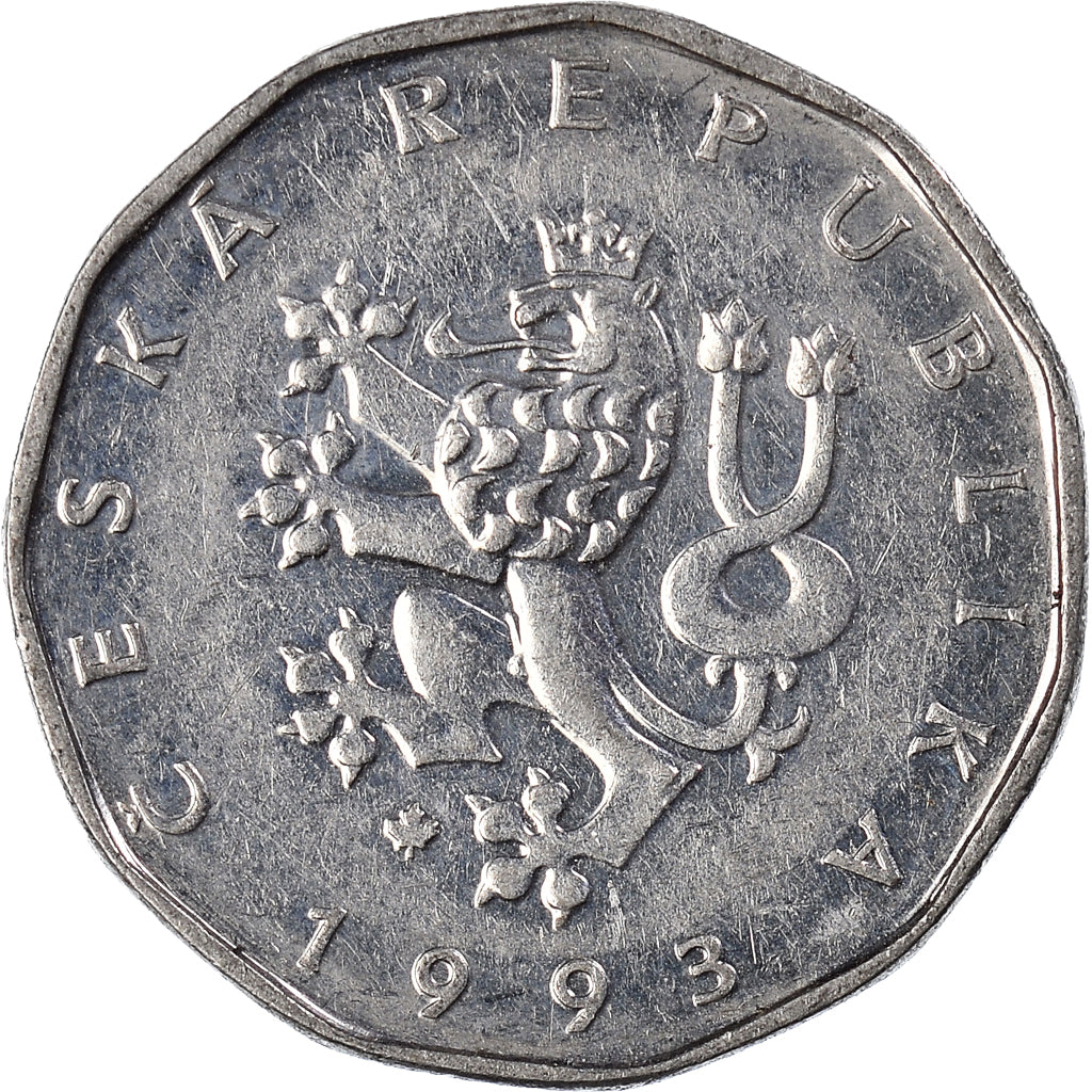 Moeda, República Checa, 2 Koruny, 1993