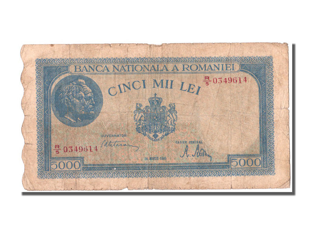 Romania, 5000 Lei, 1945, KM #56a, 1945-03-20, VF(20-25), R5
