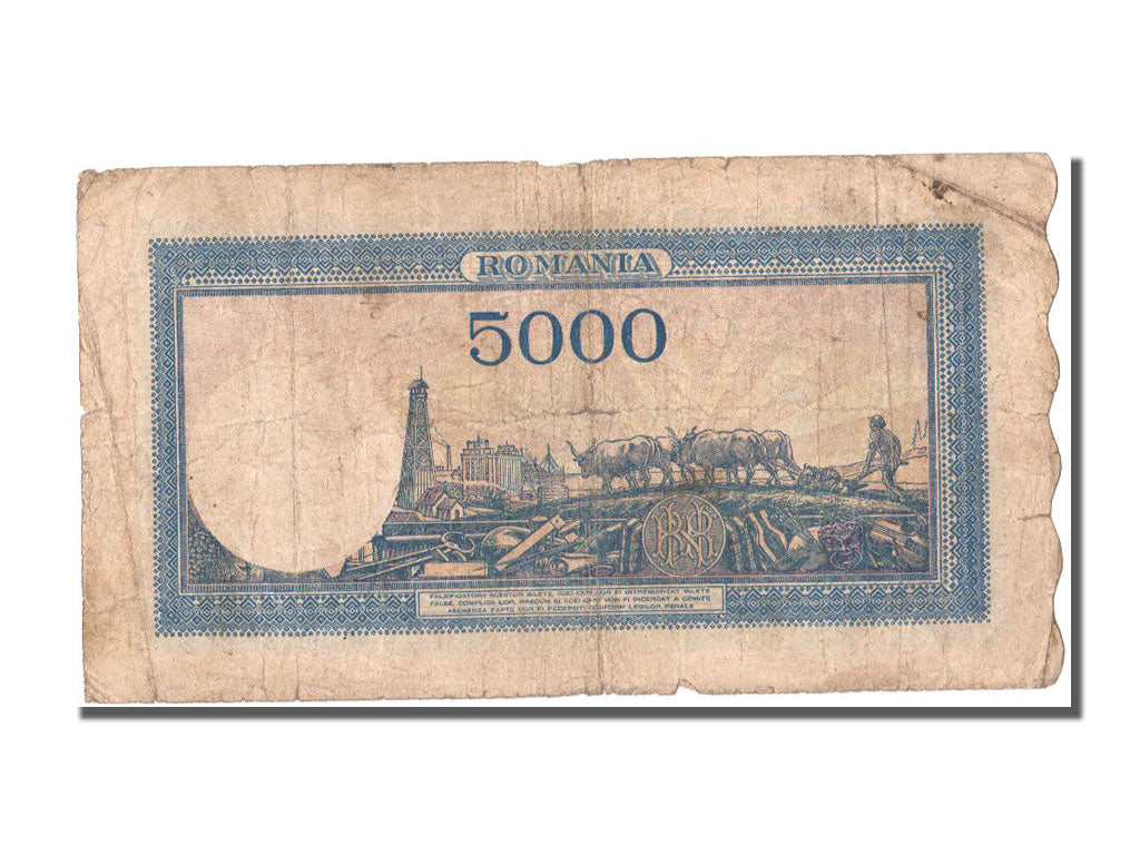 Romania, 5000 Lei, 1945, KM #56a, 1945-03-20, VF(20-25), R5