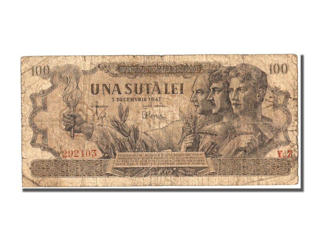 Romania, 100 Lei, 1947, KM #65, 1947-12-05, VF(20-25), Y.7