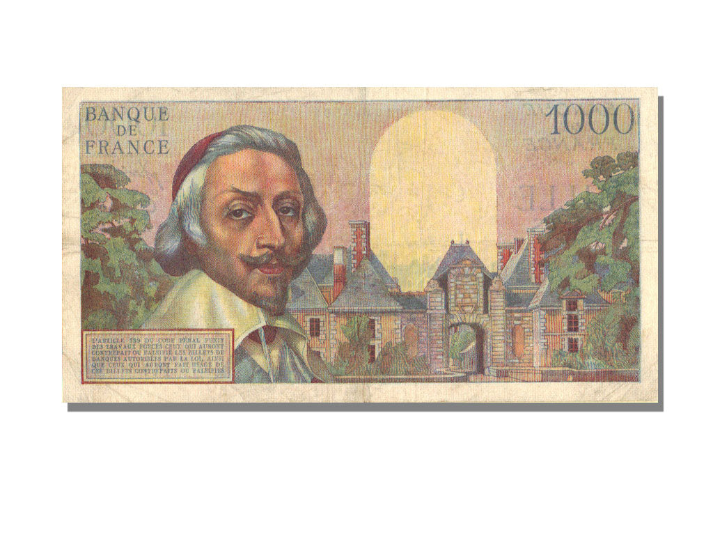 France, 1000 Francs, 1 000 F 1953-1957 ''Richelieu'', 1953, KM #134a,...