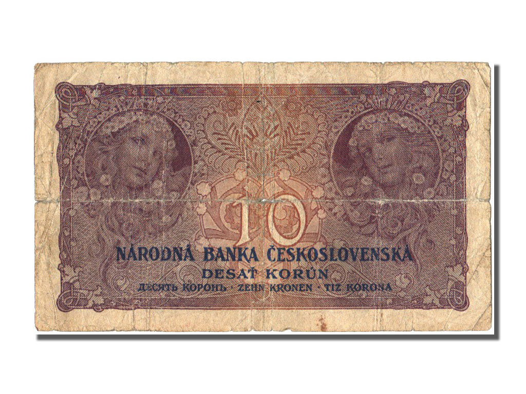 Czechoslovakia, 10 Korun, 1927, KM #20a, 1927-01-02, VG(8-10)