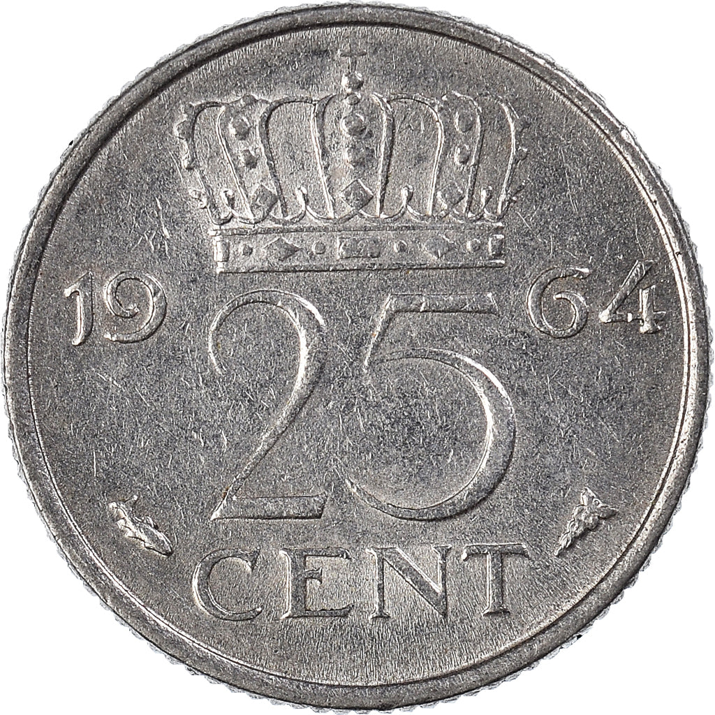 Münze, Niederlande, 25 Cents, 1964