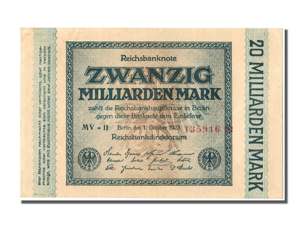 Germany, 20 Milliarden Mark, 1923, KM #118f, 1923-10-01, UNC(63), MV
