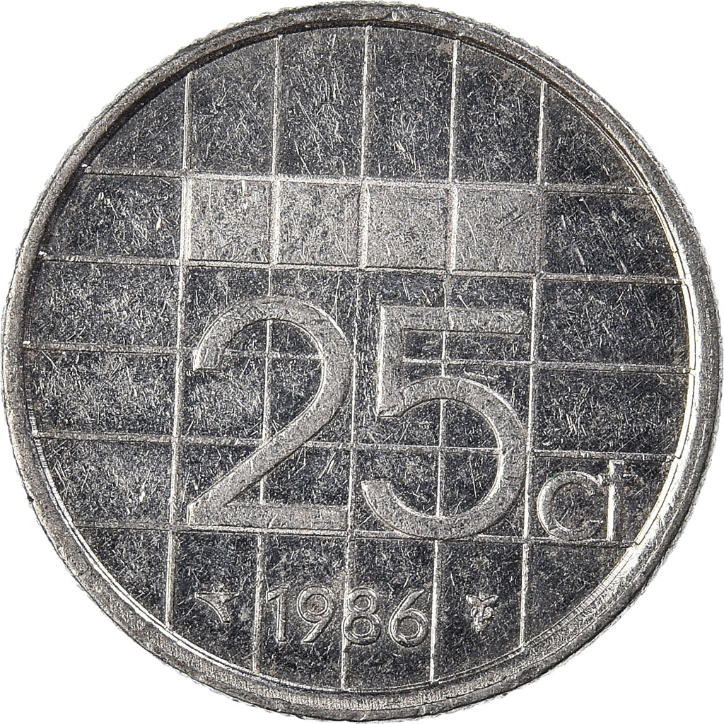 Münze, Niederlande, 25 Cents, 1986