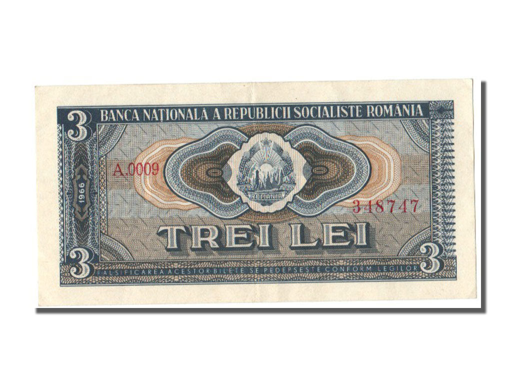 Romania, 3 Lei, 1966, KM #92a, AU(55-58), A