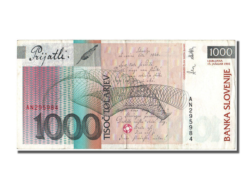 Slovenia, 1000 Tolarjev, 1992, 1992-01-15, EF(40-45)