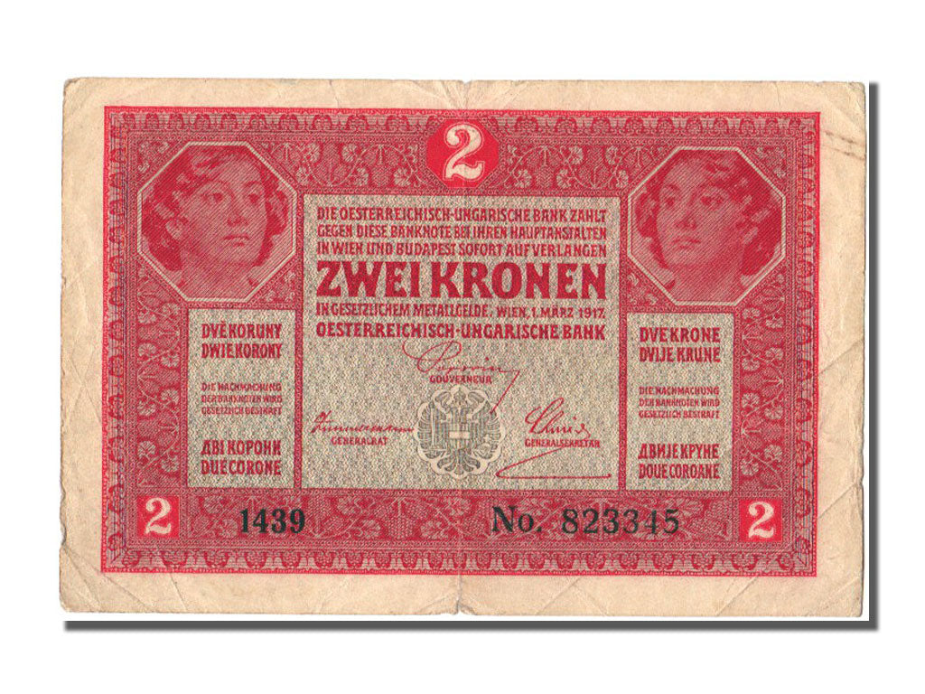 Hungary, 2 Korona, 1919, KM #11a, 1917-03-01, VF(20-25)