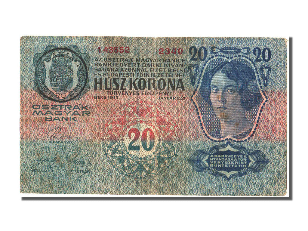 Hungary, 20 Korona, 1913, KM #20, 1913-01-02, EF(40-45)