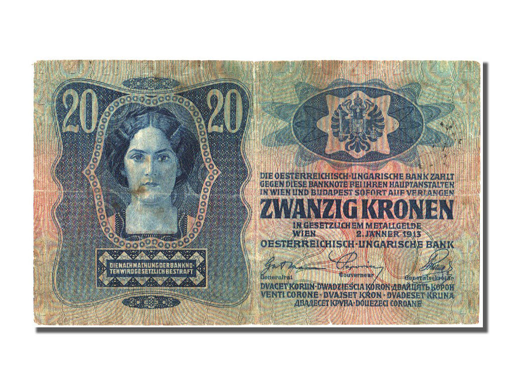Hungary, 20 Korona, 1913, KM #20, 1913-01-02, EF(40-45)