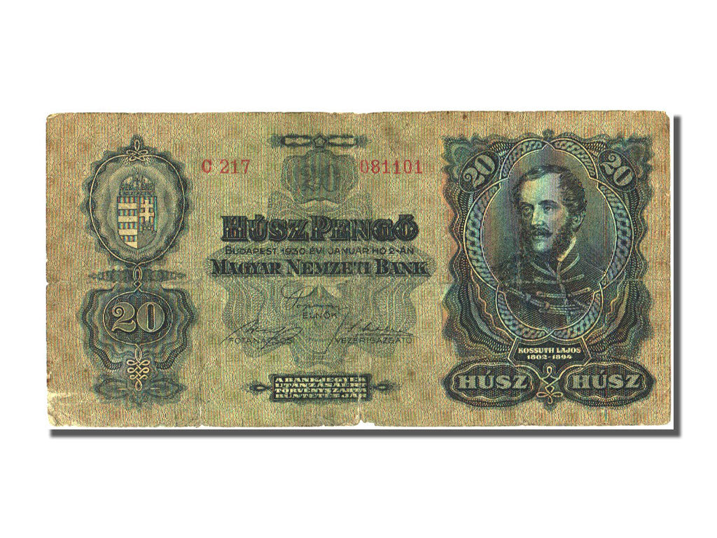 Hungary, 20 Pengö, 1930, KM #97, 1930-01-02, VF(20-25), C 217