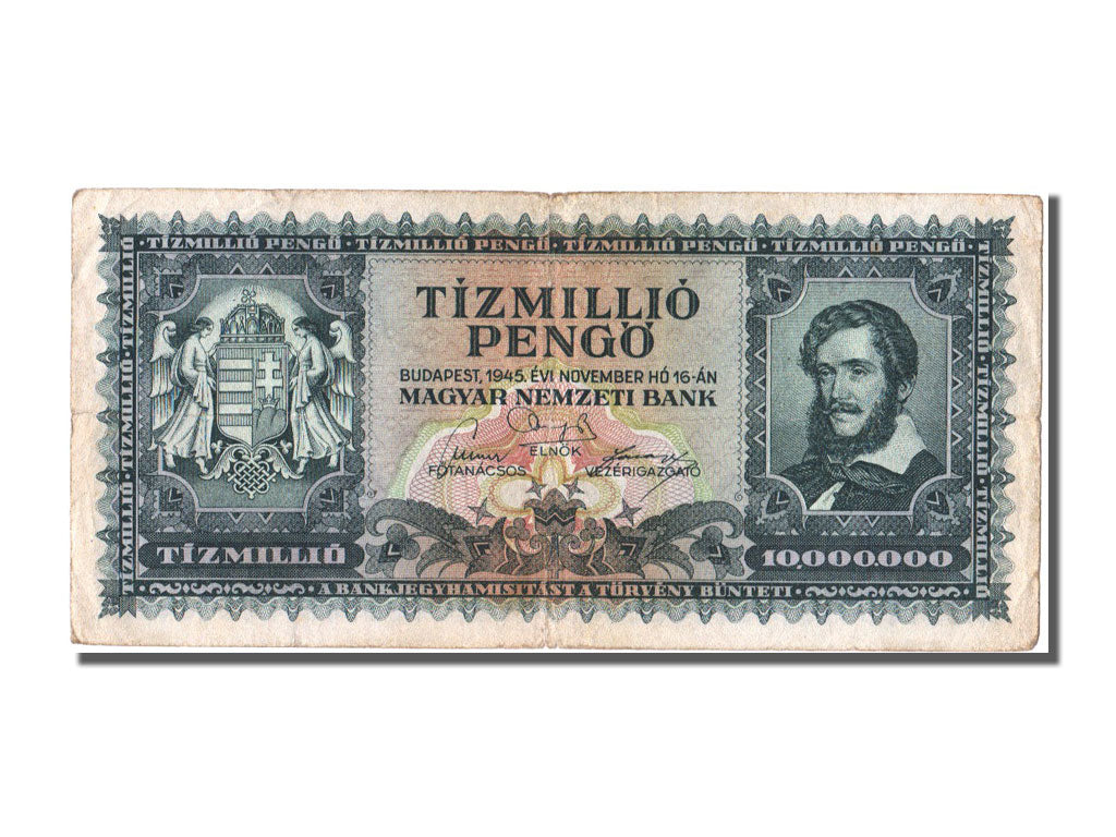 Hungary, 10,000,000 Pengö, 1945, KM #123, 1945-11-16, VF(30-35), O 021