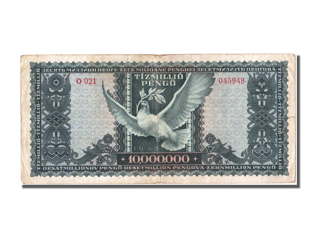 Hungary, 10,000,000 Pengö, 1945, KM #123, 1945-11-16, VF(30-35), O 021
