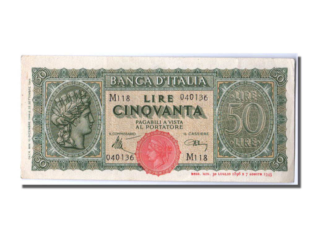 Banknote, Italy, 50 Lire, 1944, 1944-12-10, UNC(63)