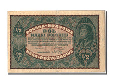 Poland, 1/2 Marki, 1920, KM #30, 1920-02-07, EF(40-45)
