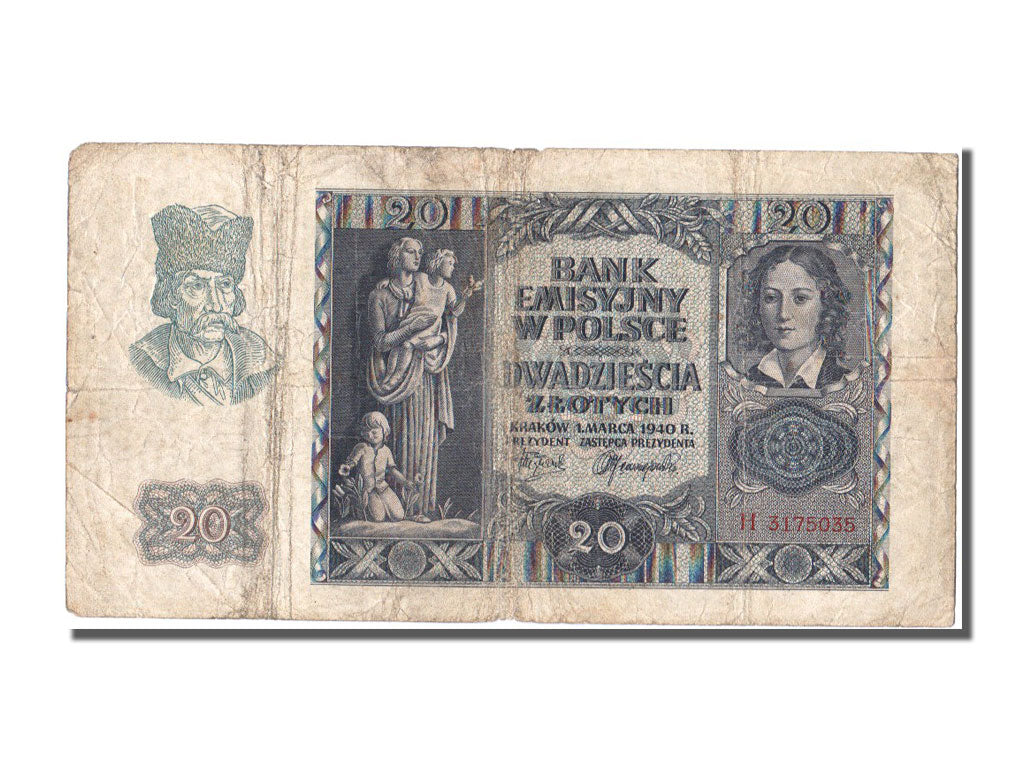 Polonia, 20 Zlotych, 1940, 1940-03-01, MB