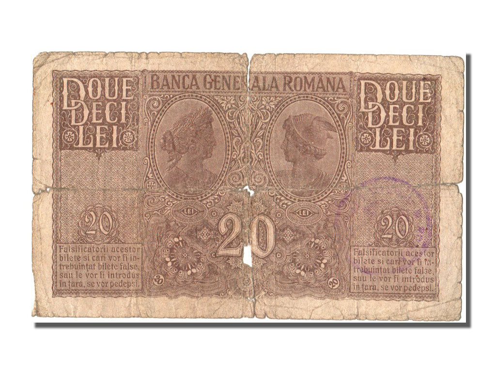 Romania, 20 Lei, 1917, KM #M6, F(12-15), C