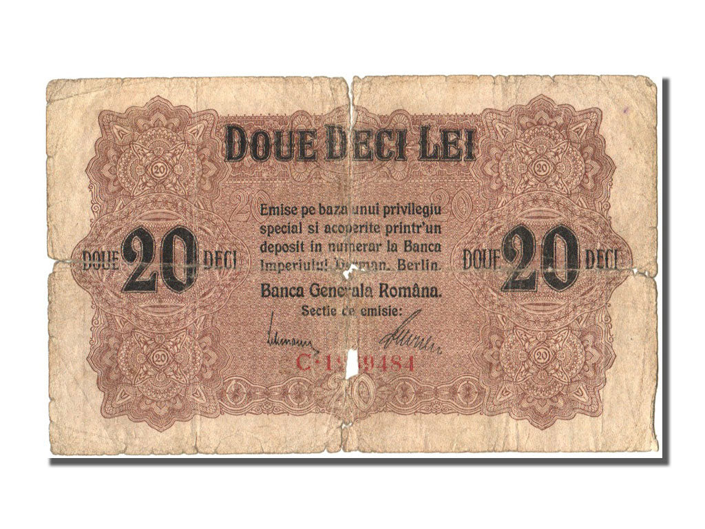 Romania, 20 Lei, 1917, KM #M6, F(12-15), C