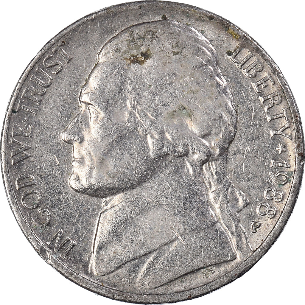 Coin, United States, 5 Cents, 1988
