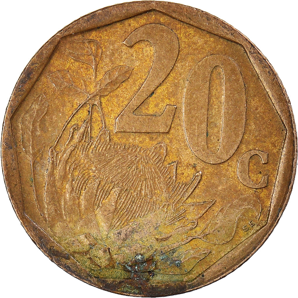 Coin, South Africa, 20 Cents, 2002