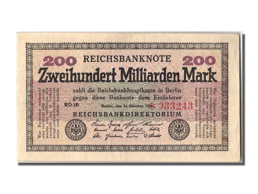Germany, 200 Milliarden Mark, 1923, KM #121b, 1923-10-15, AU(55-58), RD-10