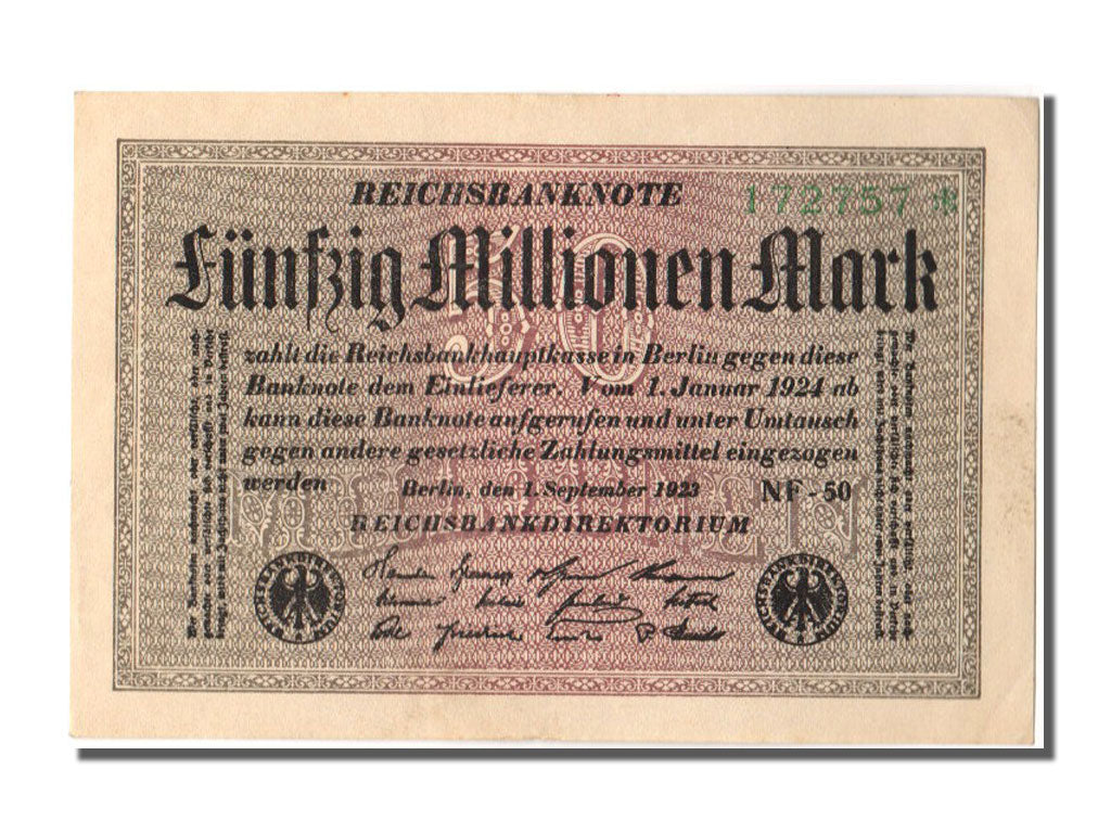 Germany, 50 Millionen Mark, 1923, KM #109d, 1923-09-01, UNC(65-70), NF-50