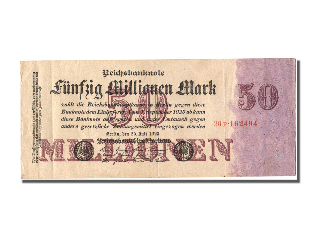 Germany, 50 Millionen Mark, 1923, KM #98b, 1923-07-25, EF(40-45), 26P