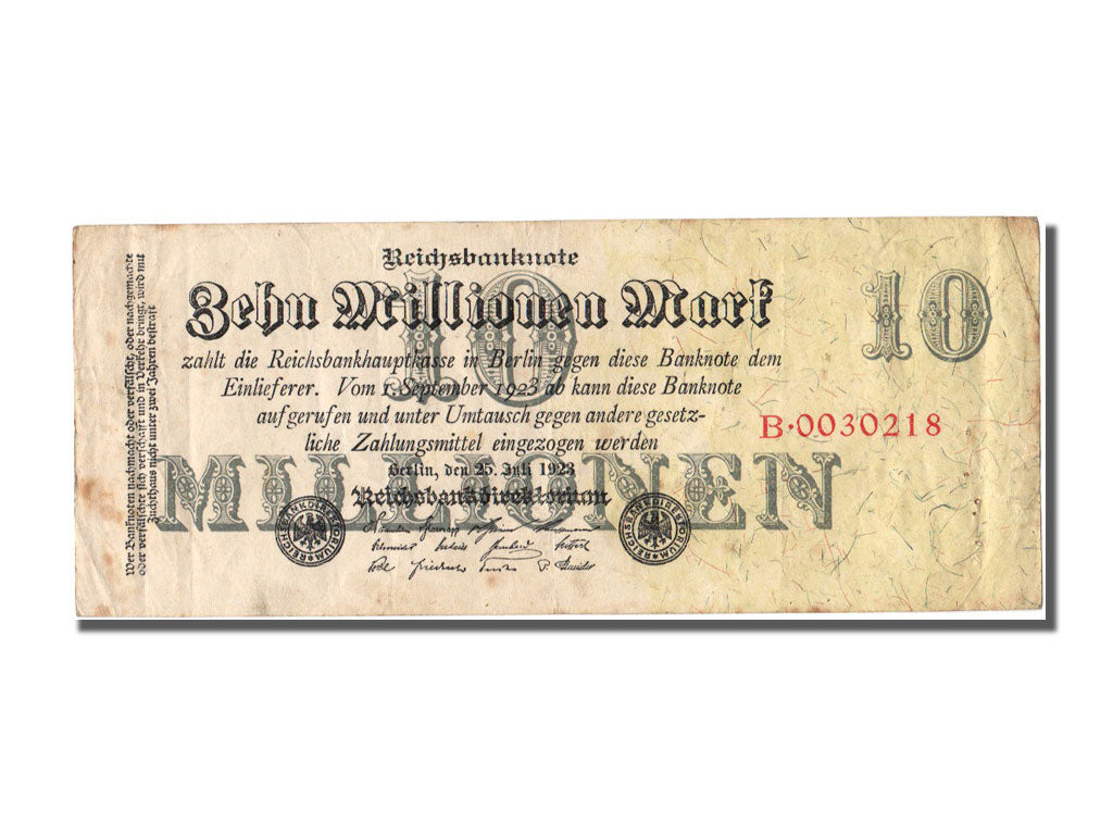 Germany, 10 Millionen Mark, 1923, KM #96, 1923-07-25, EF(40-45), B