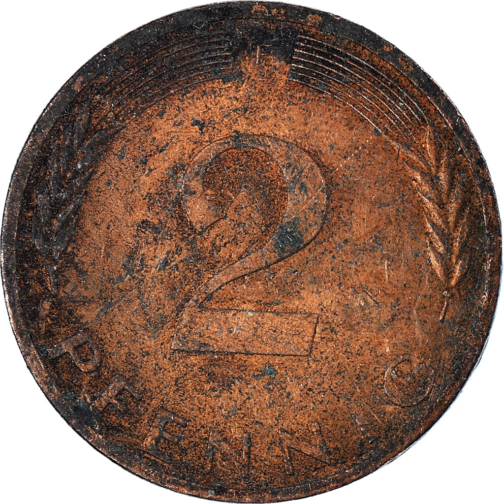 Moeda, ALEMANHA - REPÚBLICA FEDERAL, 2 Pfennig, 1980