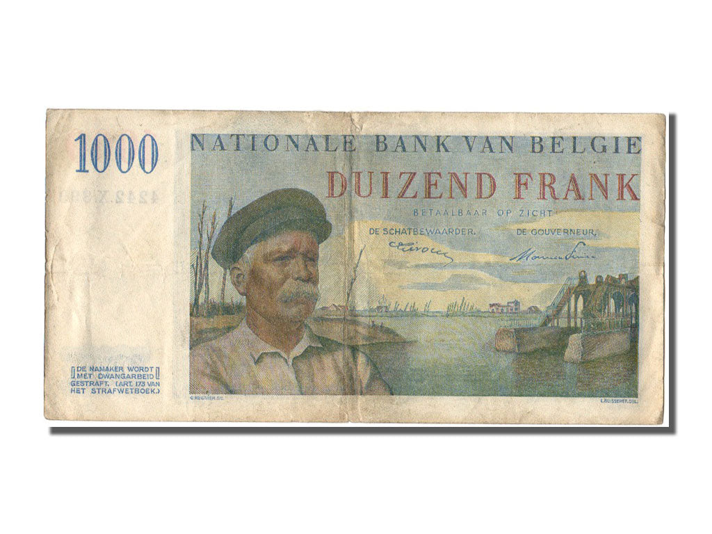 Belgium, 1000 Francs, 1951, KM #131a, 1951-03-08, EF(40-45), 4242.X.399