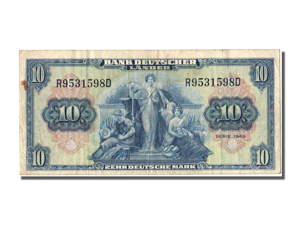 Germany - Federal Republic, 10 Deutsche Mark, 1949, KM #16a, VF(30-35),...