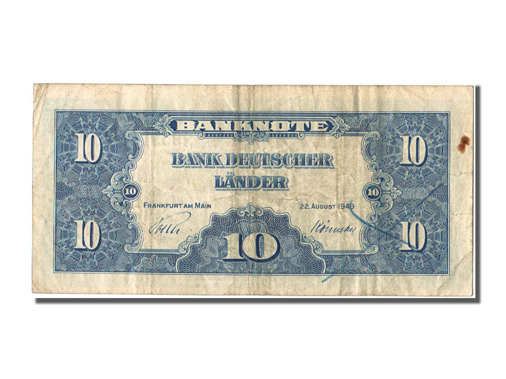 Germany - Federal Republic, 10 Deutsche Mark, 1949, KM #16a, VF(30-35),...