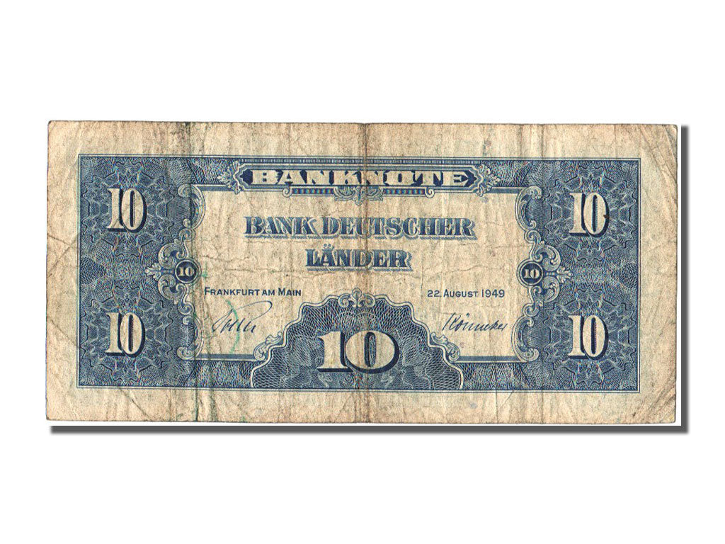 Germany - Federal Republic, 10 Deutsche Mark, 1949, KM #16a, VF(20-25),...