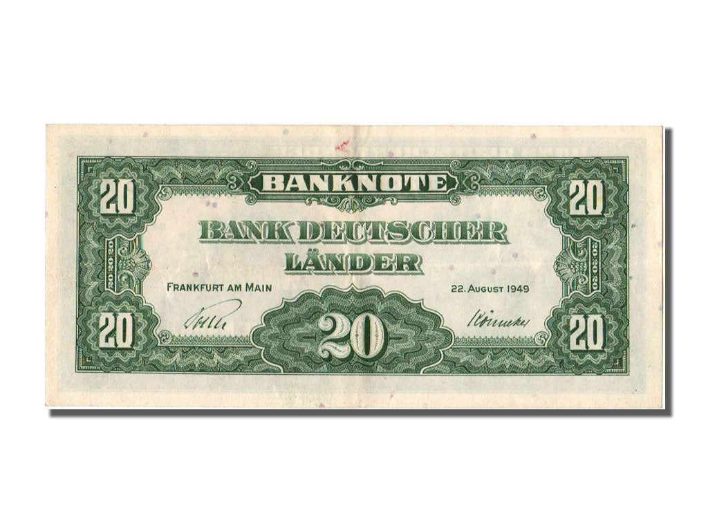 Germany - Federal Republic, 20 Deutsche Mark, 1949, KM #17a, 1949-08-22,...