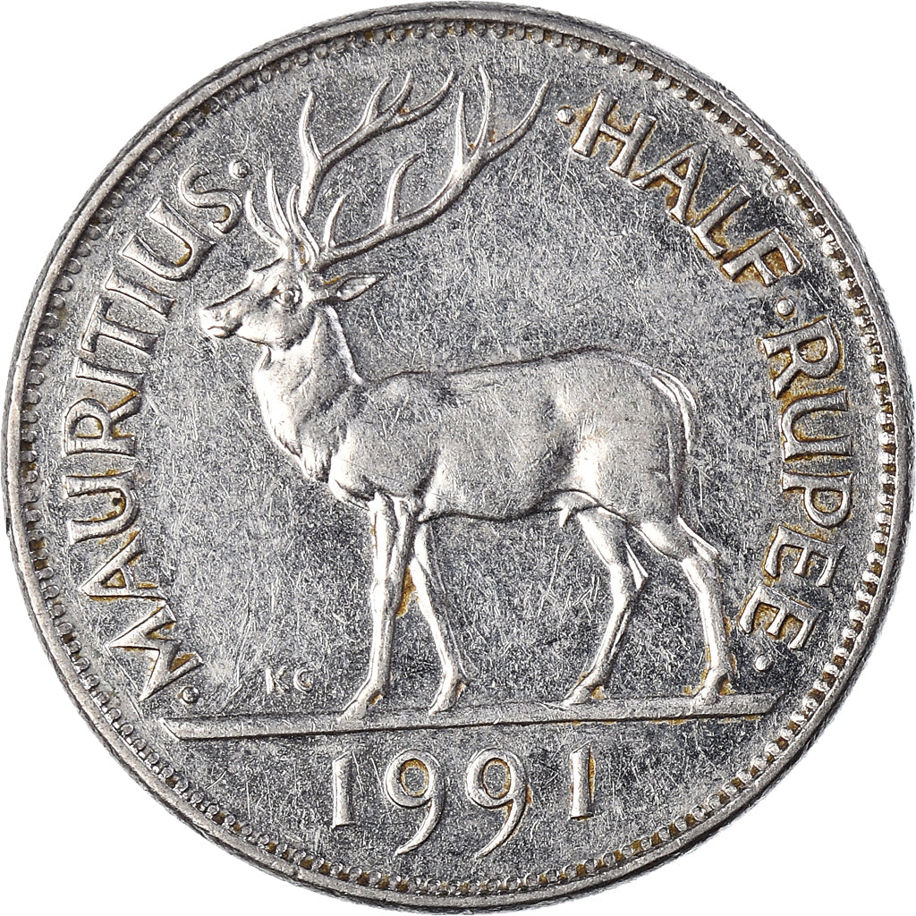 Moneta, Mauritius, 1/2 Rupee, 1991