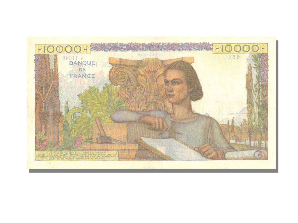 France, 10,000 Francs, 1956, KM #132d, 1956-02-02, AU(55-58), A.11048, Fayette..