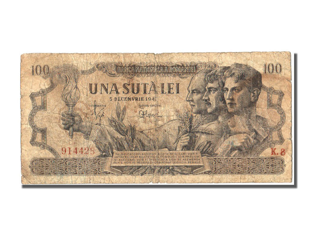 Romania, 100 Lei, 1947, KM #65, 1947-12-05, F(12-15), K.8
