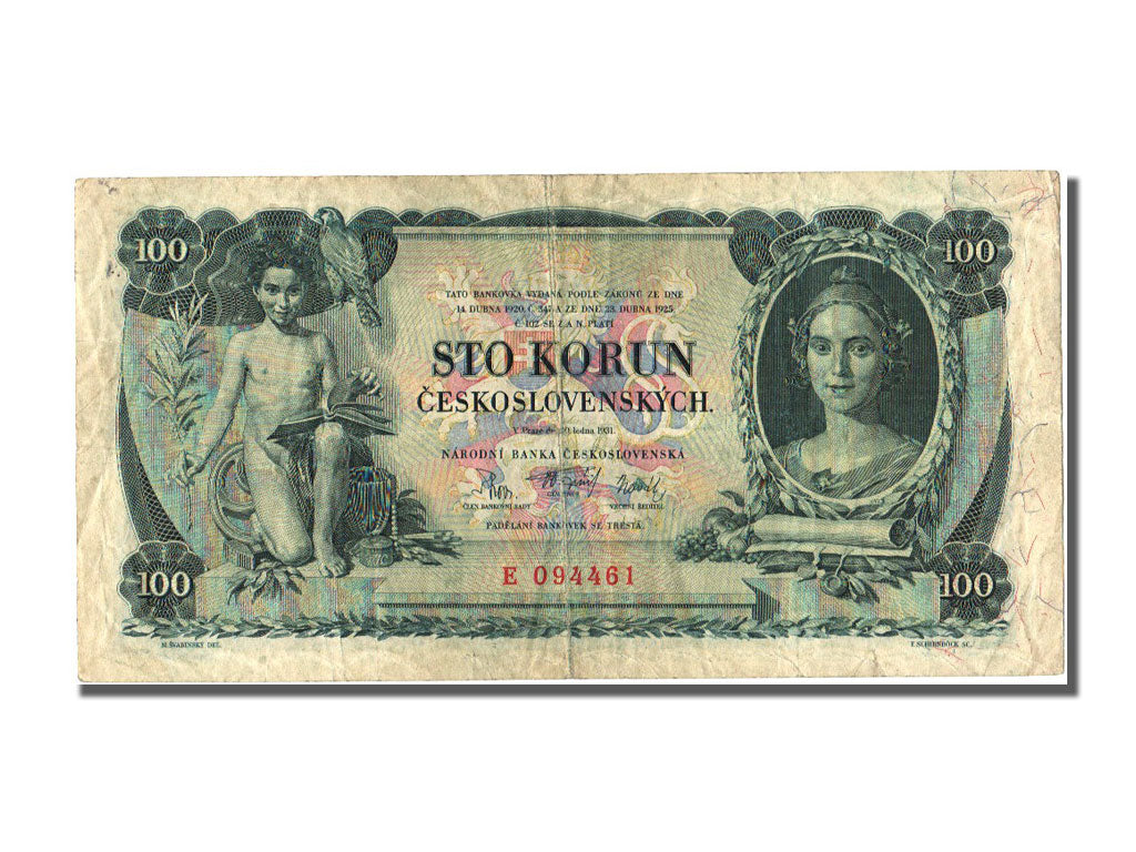 Czechoslovakia, 100 Korun, 1931, KM #23a, 1931-01-10, EF(40-45), E