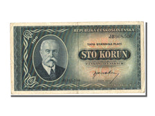 Czechoslovakia, 100 Korun, 1945, KM #63a, AU(50-53), JB