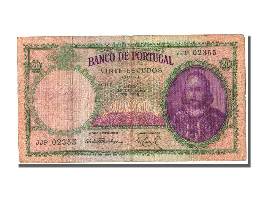 Portugal, 20 Escudos, 1948, 1948-07-27, VF(20-25), JJP