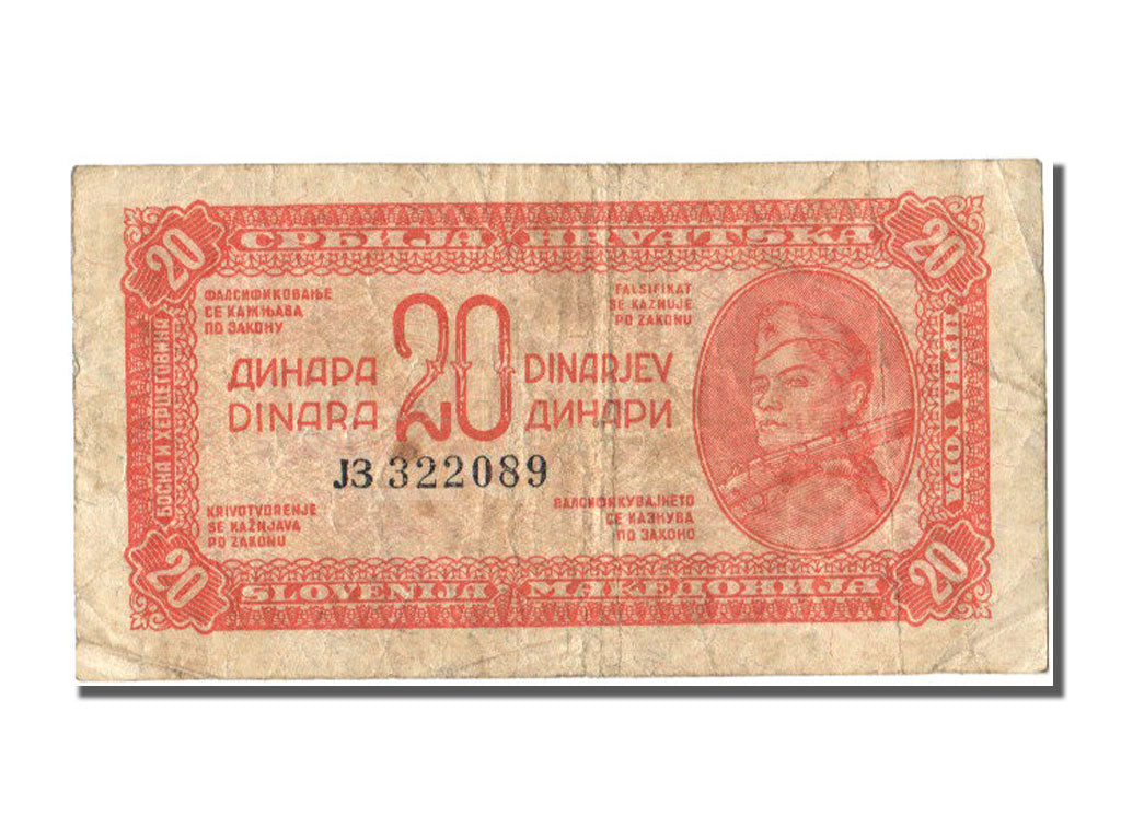 Yugoslavia, 20 Dinara, 1944, KM #51a, EF(40-45), J3