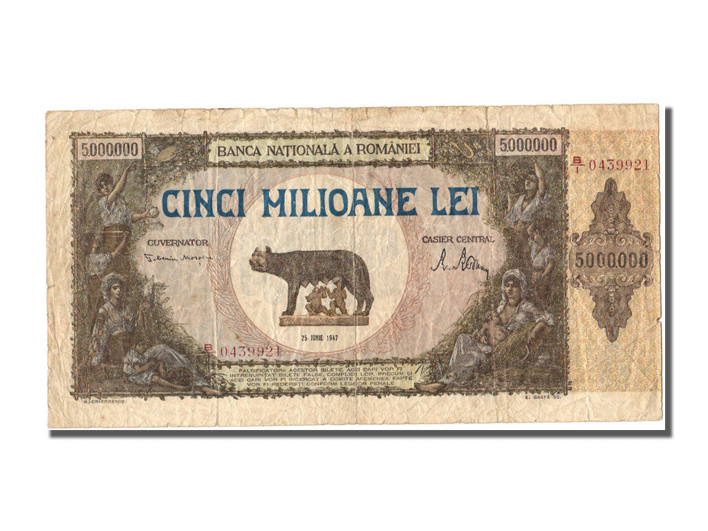 Romania, 5,000,000 Lei, 1947, KM #61b, 1947-06-25, VF(30-35), B1