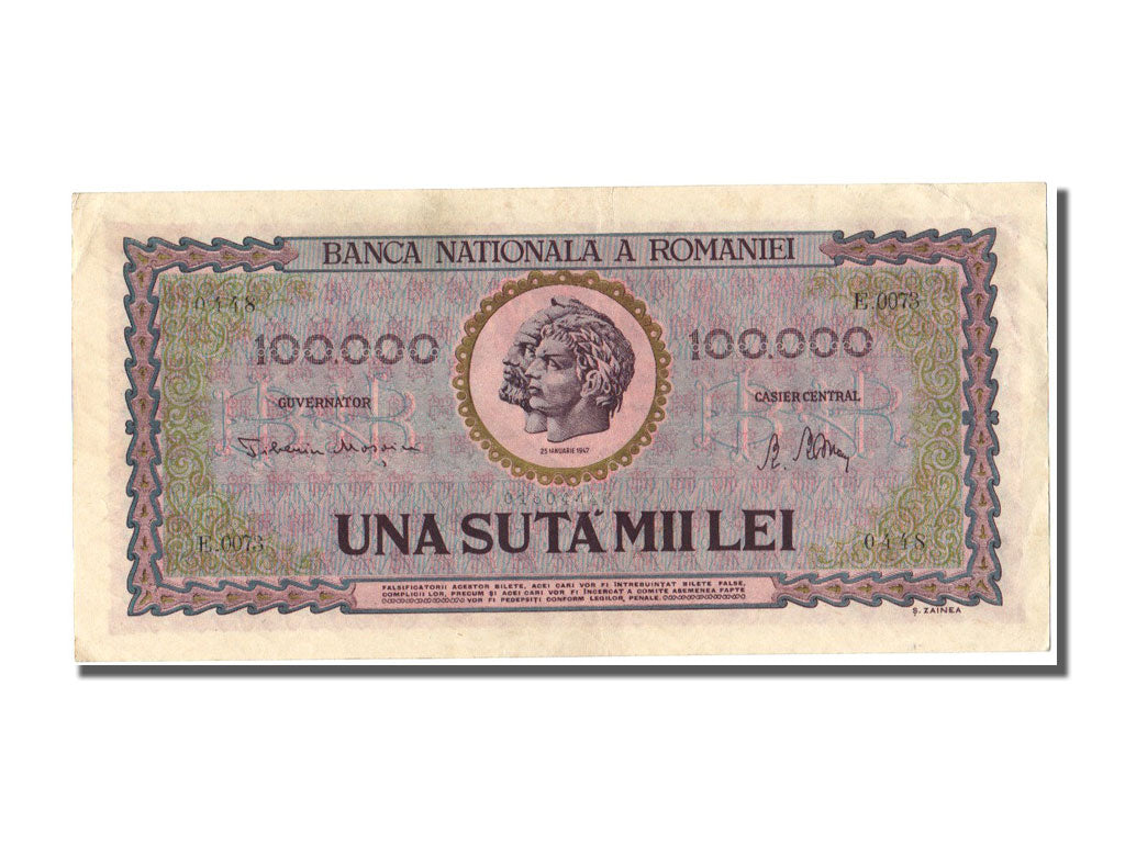 Romania, 100,000 Lei, 1947, KM #58a, 1947-01-25, AU(55-58), E