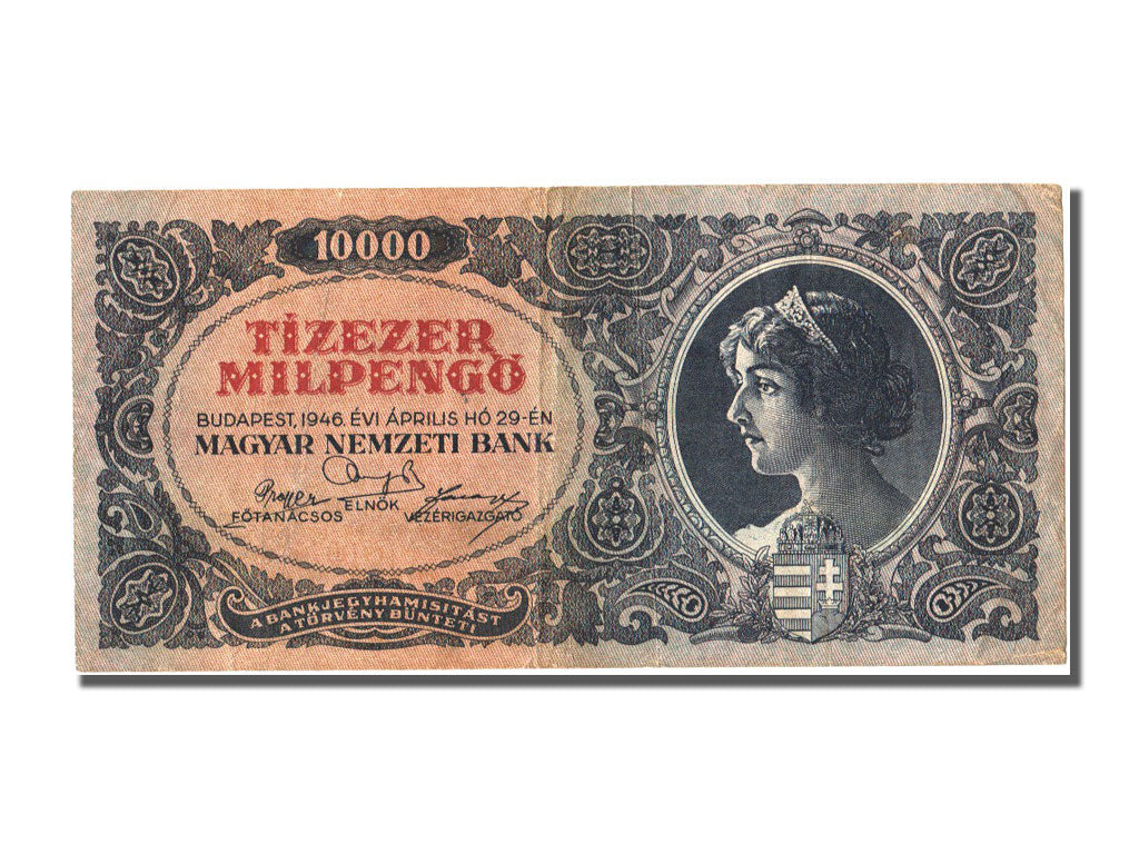Banknote, Hungary, 10,000 Milpengö, 1946, EF(40-45)